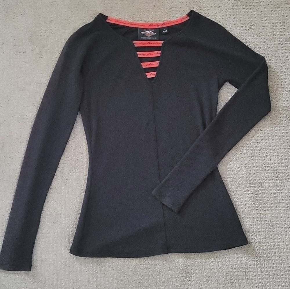 Harley Davidson Lace Up Long Sleeve Top